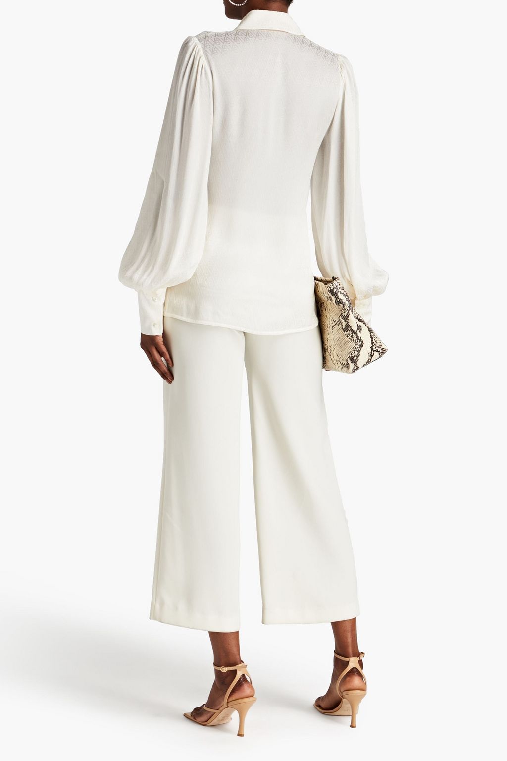 VICTORIA, VICTORIA BECKHAM Logo-jacquard satin blouse