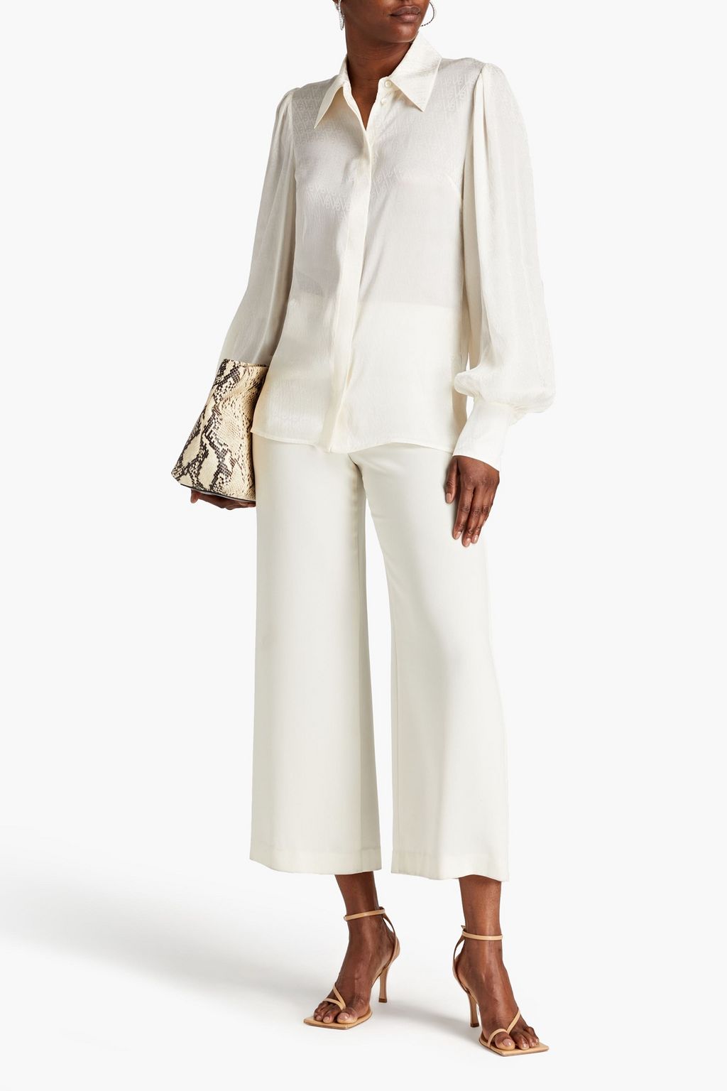VICTORIA, VICTORIA BECKHAM Logo-jacquard satin blouse