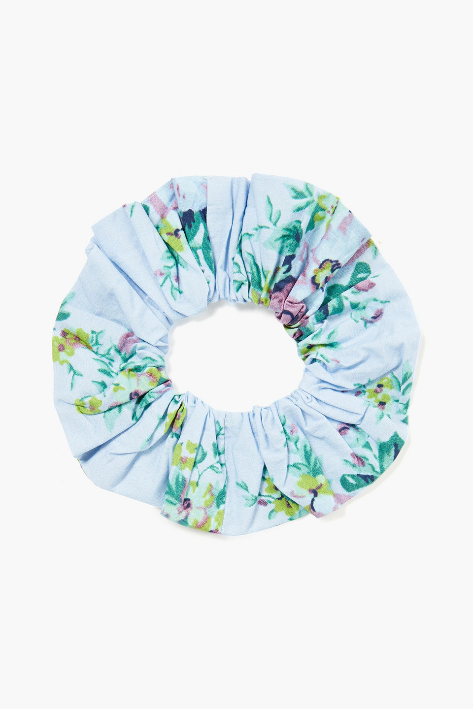 ganni - ecovero-blend floral-jacquard hair tie - blue - onesize