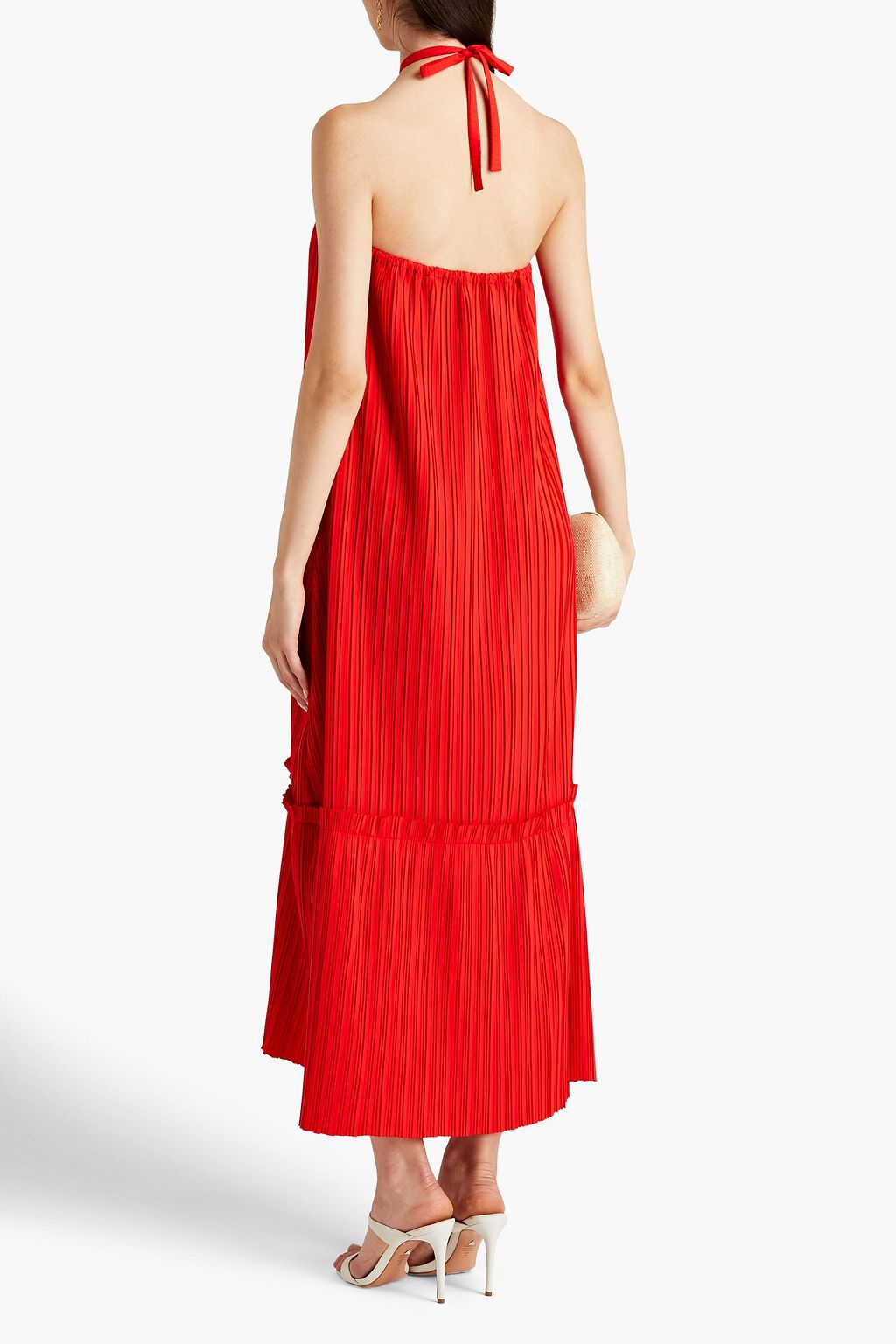 BAMBAH Pleated taffeta midi dress