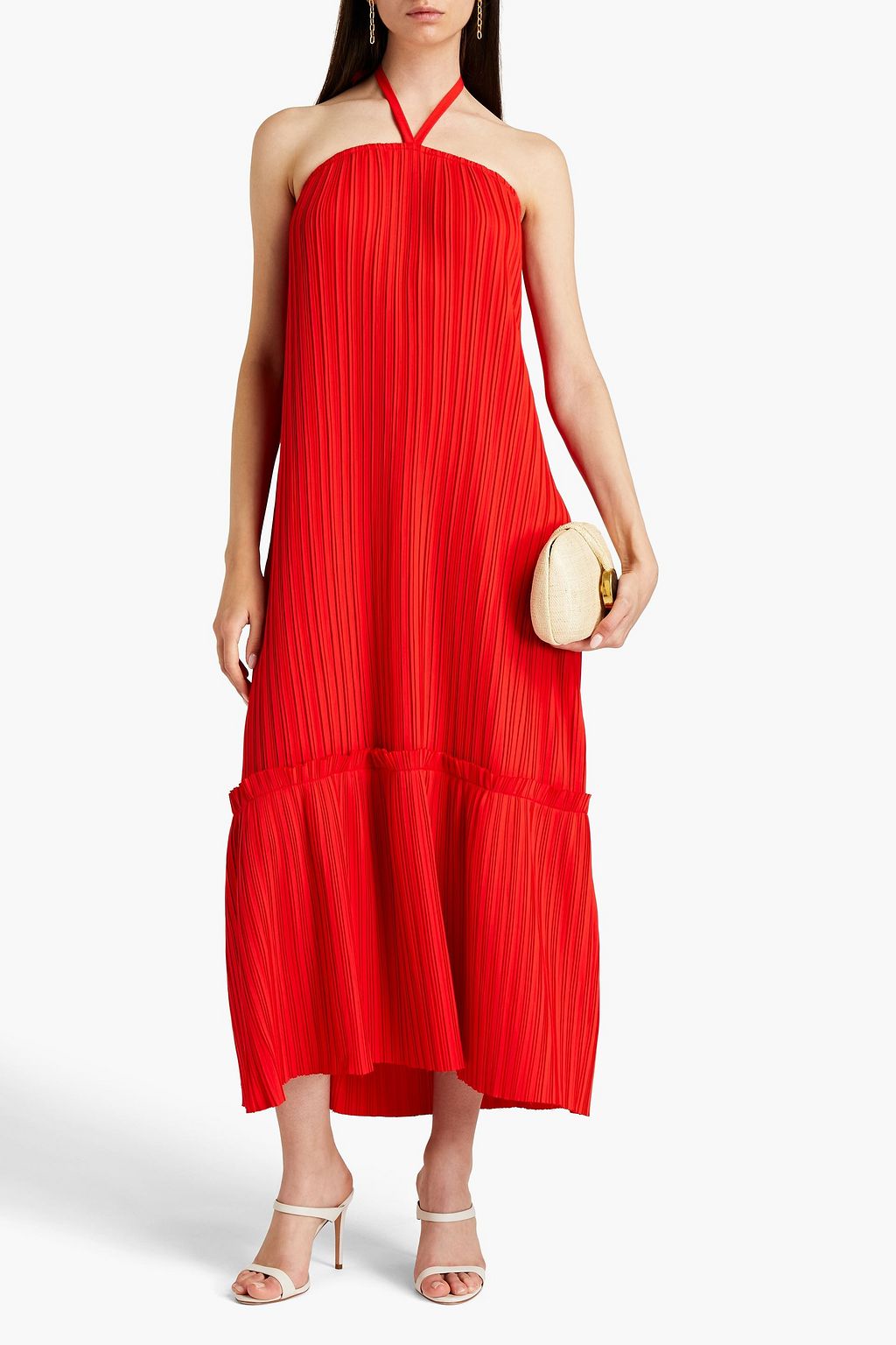 BAMBAH Pleated taffeta midi dress