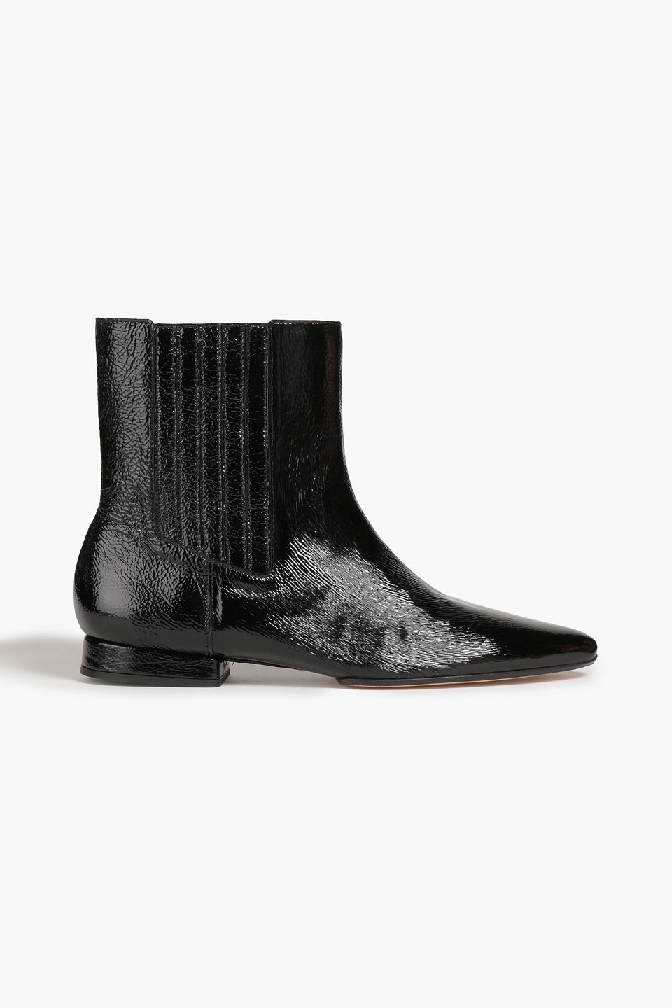 Kenzo Crinkled Patent-leather Ankle Boots In Black