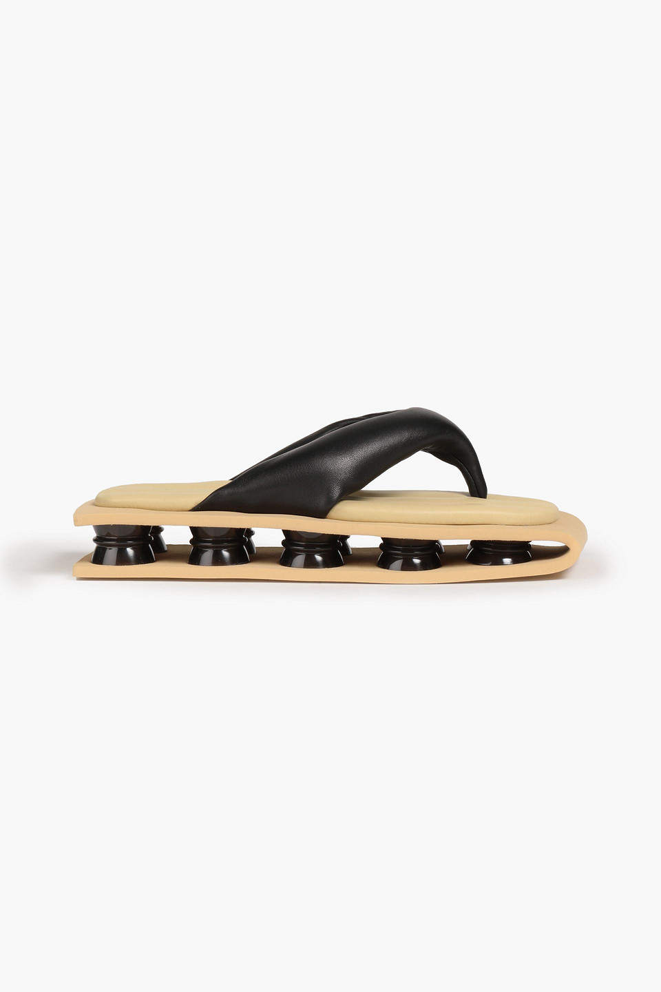 Kenzo Ri Padded Leather Sandals In Black