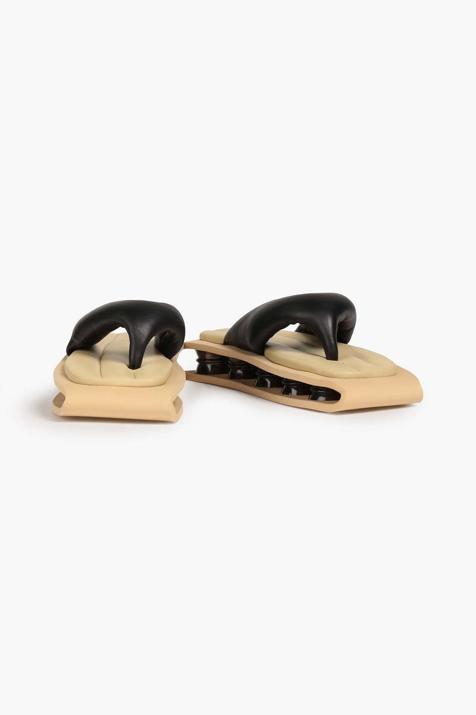 Shop Kenzo Ri Padded Leather Flip Flops In Black