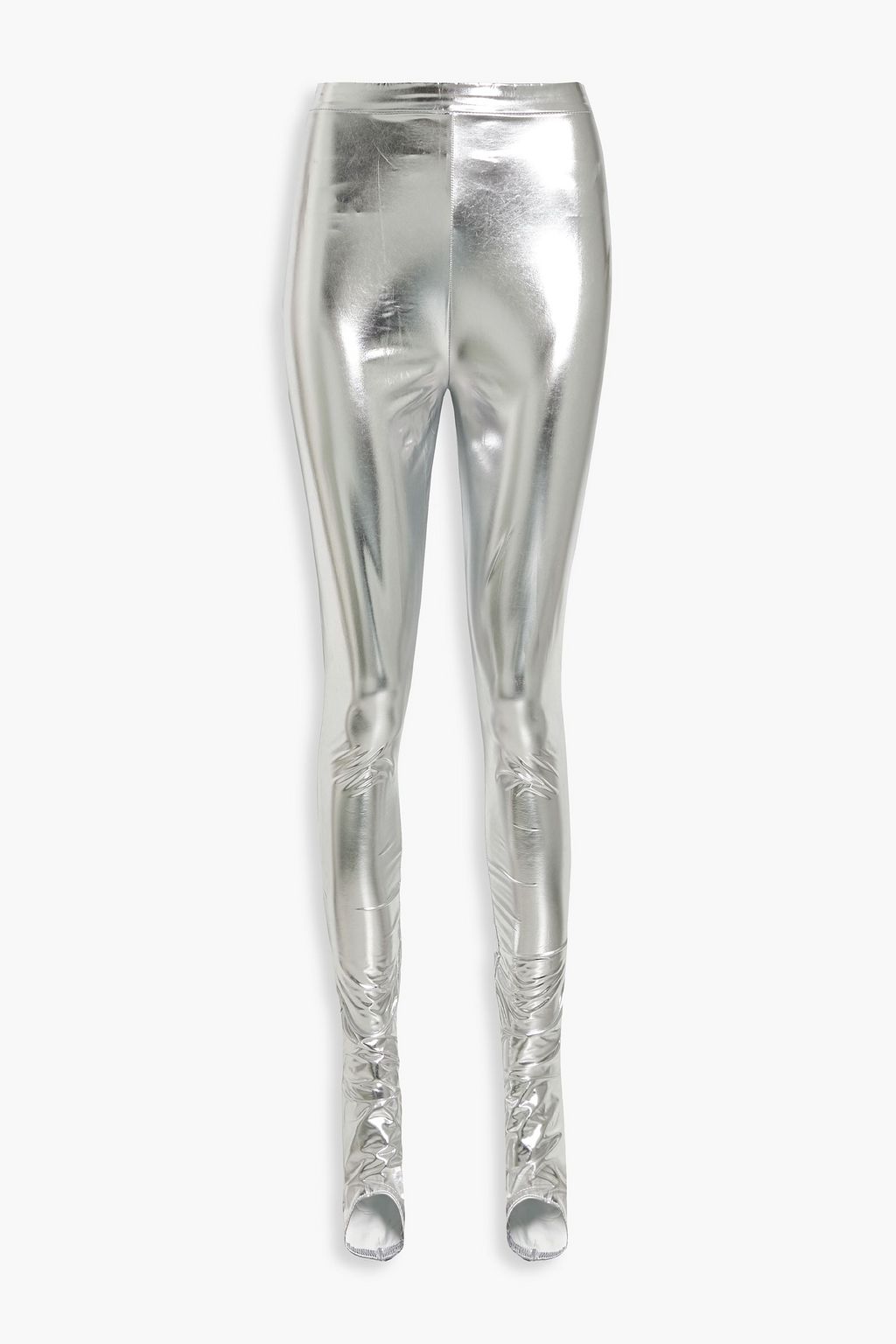 BALMAIN Metallic vinyl stirrup leggings