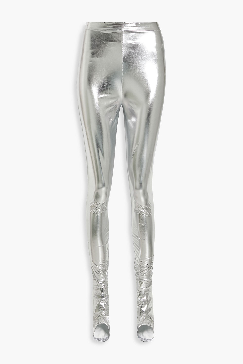 balmain - metallic vinyl stirrup leggings - metallic - fr 36