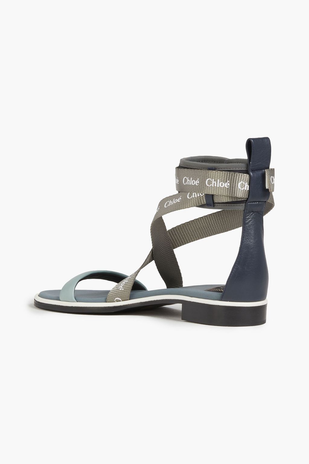 CHLOÉ Leather-trimmed logo-print woven sandals