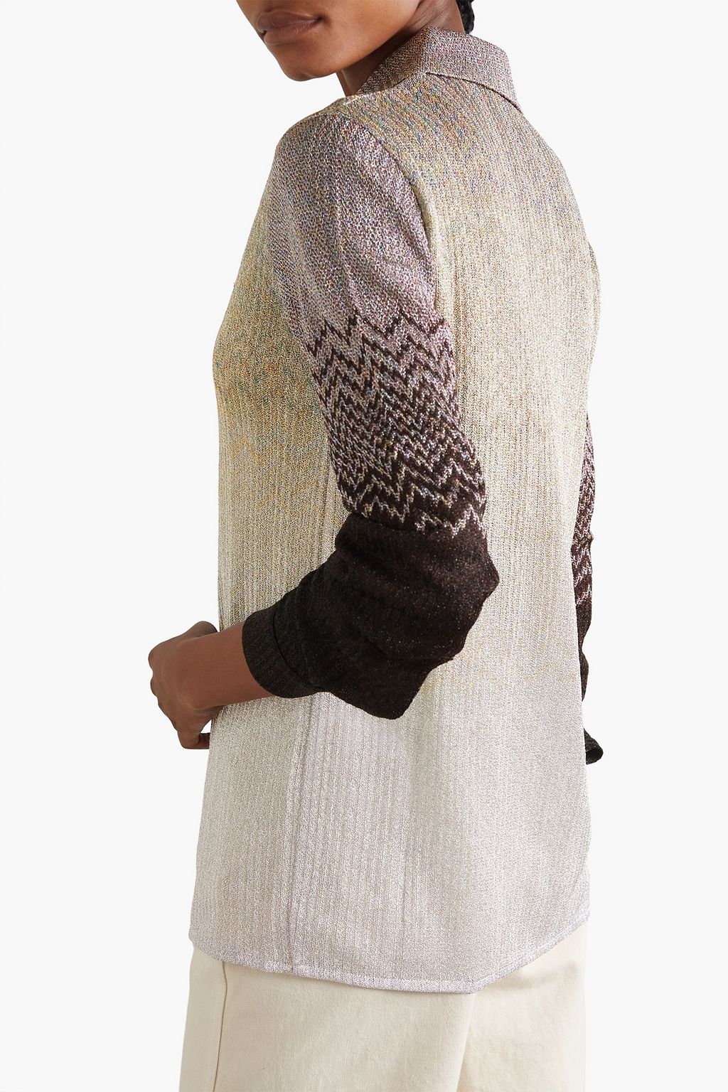 MISSONI Metallic crochet-knit shirt
