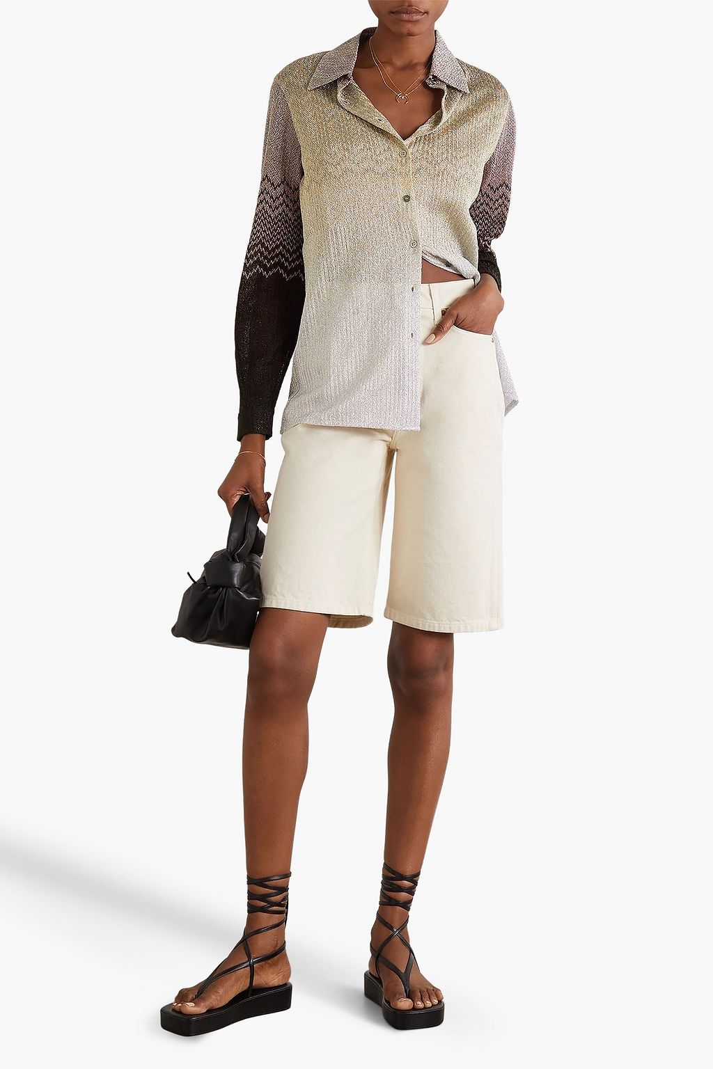 MISSONI Metallic crochet-knit shirt