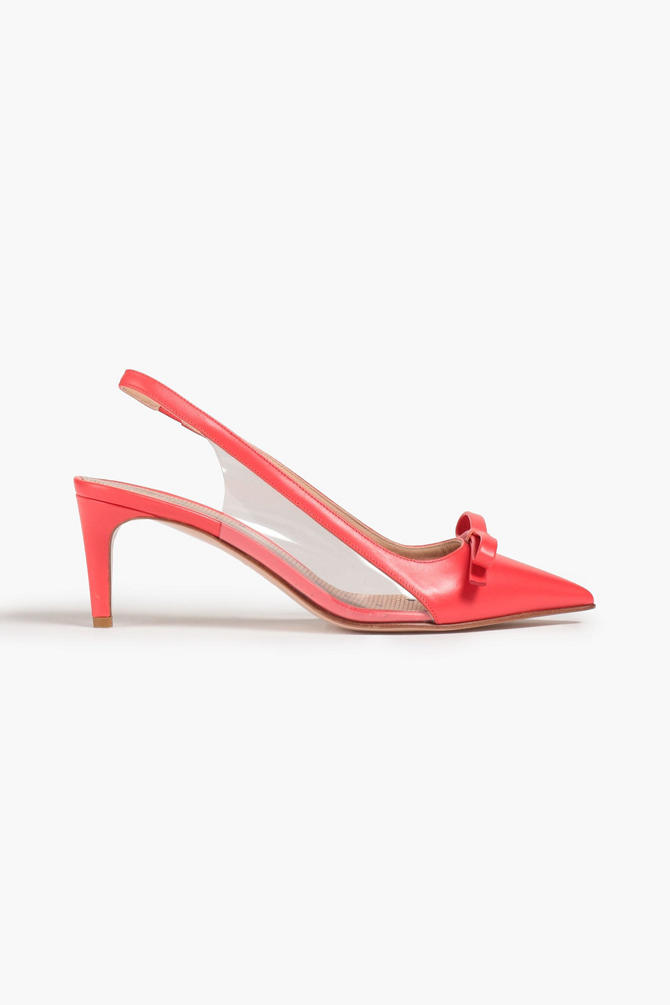 Shop Redv Sadie Bow-detailed Leather And Pvc Slingback Pumps In Papaya