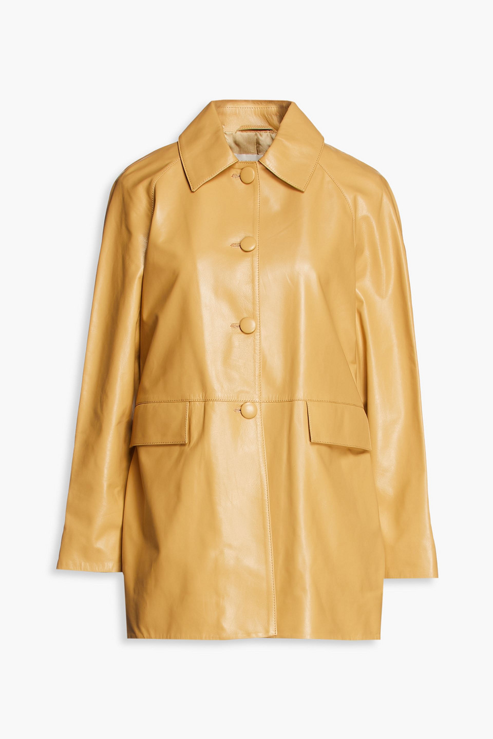 Alexa Chung Leather Coat In Neutrals