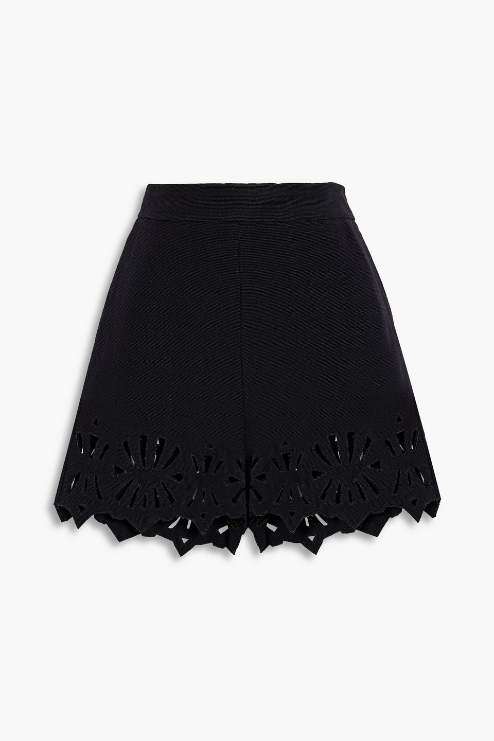 Etro Broderie Anglaise Wool-blend Shorts In Black