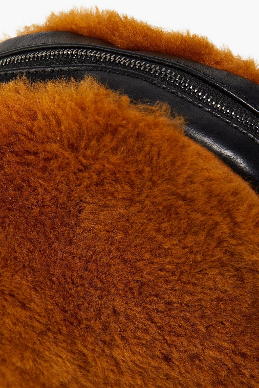 GENTRYPORTOFINO Leather-trimmed faux shearling belt bag