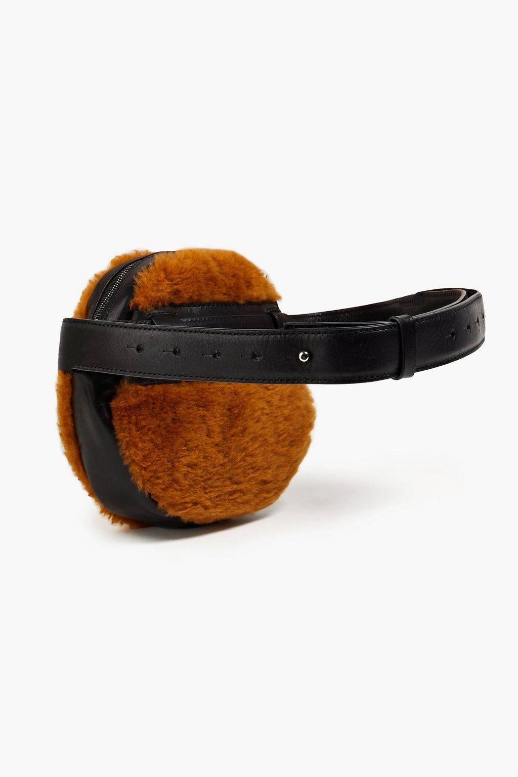 GENTRYPORTOFINO Leather-trimmed faux shearling belt bag