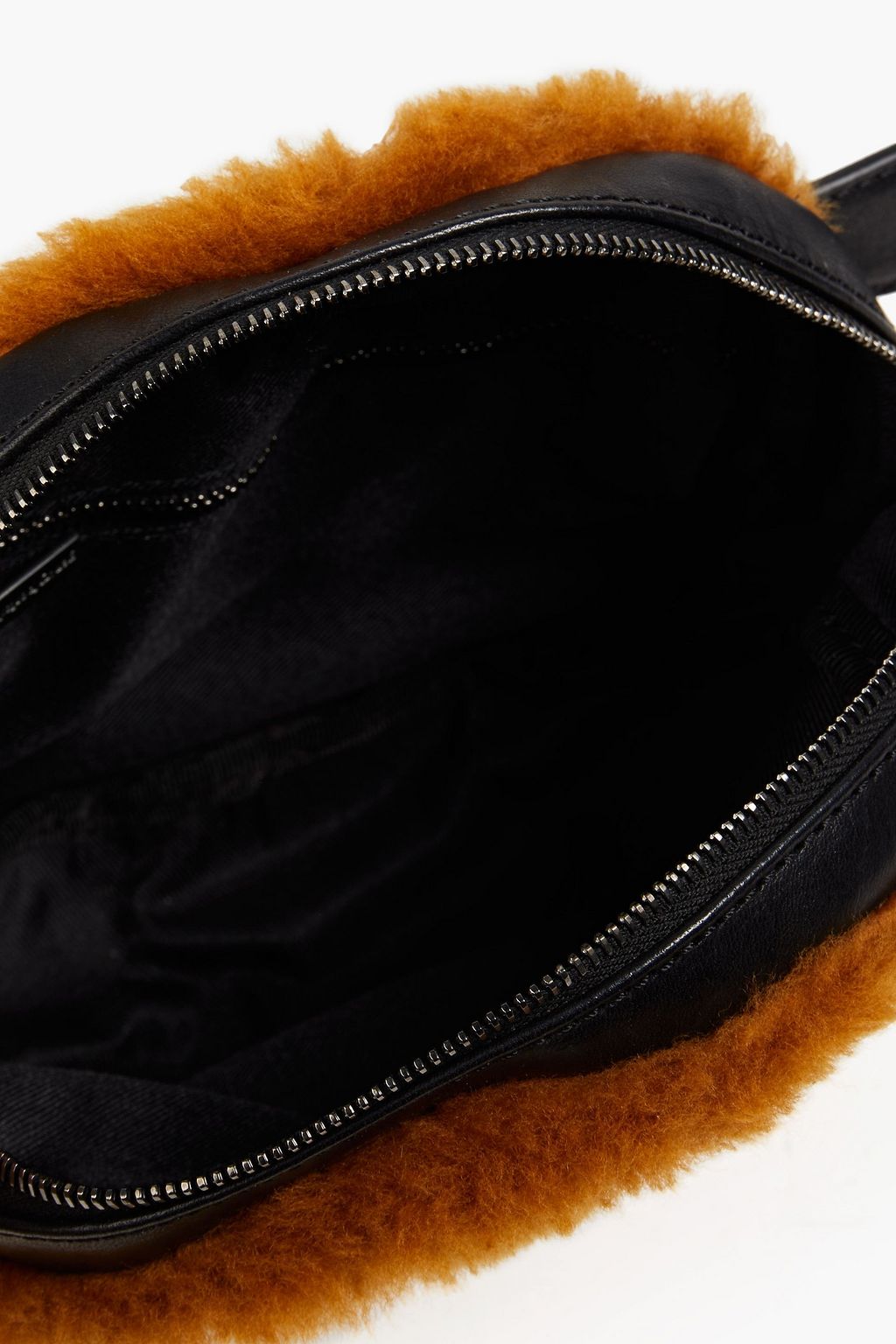 GENTRYPORTOFINO Leather-trimmed faux shearling belt bag