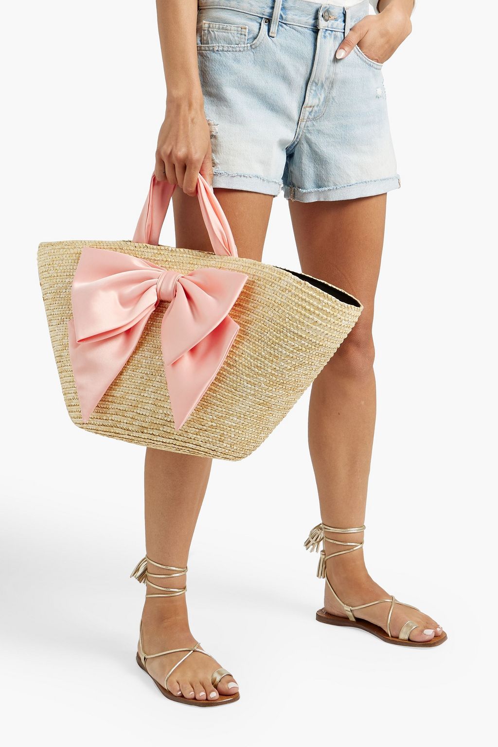 EUGENIA KIM Carlotta bow-embellished straw tote