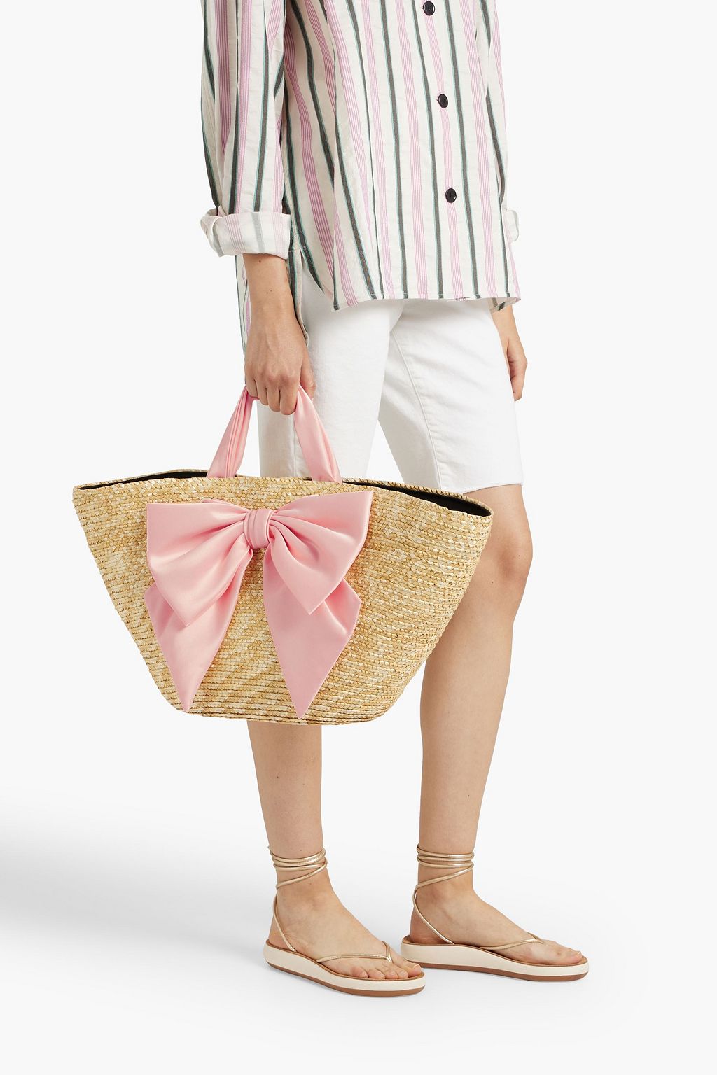 EUGENIA KIM Carlotta bow-embellished straw tote