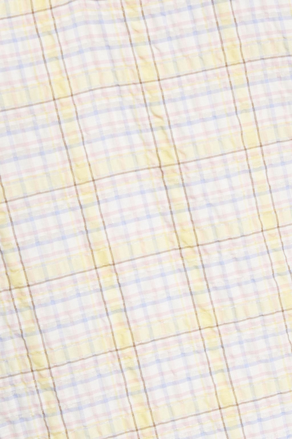 GANNI Checked cotton-blend seersucker midi dress