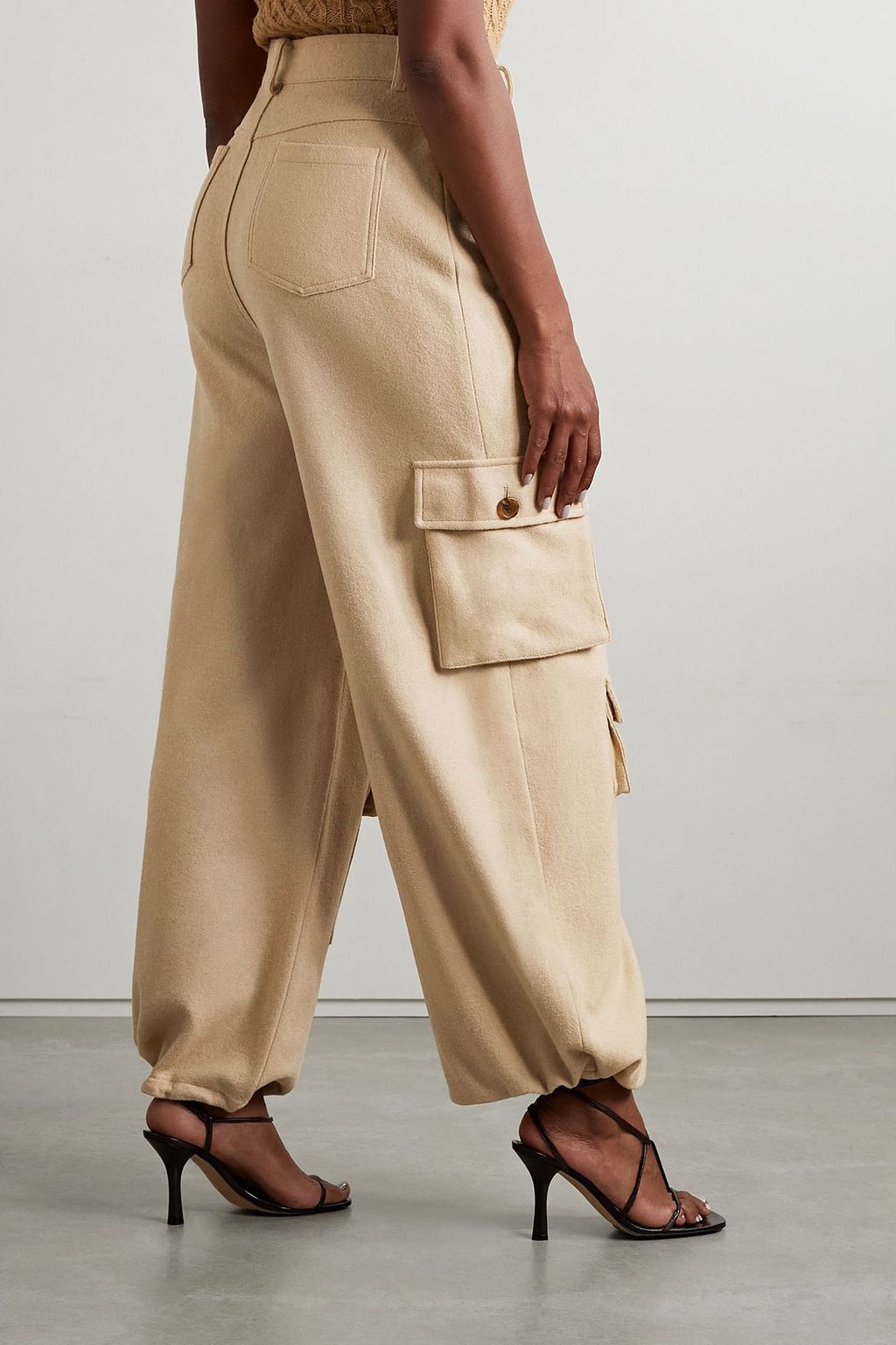 THE FRANKIE SHOP Hailey wool-blend felt tapered cargo pants