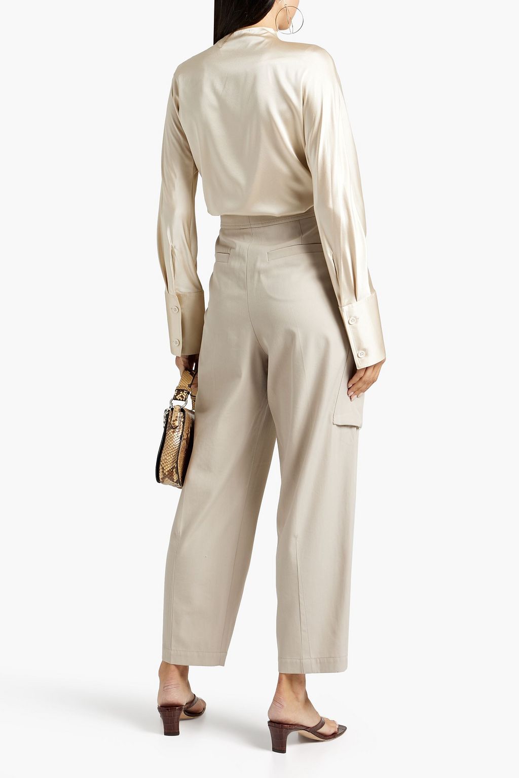 BRUNELLO CUCINELLI Belted wool and cotton-blend twill tapered pants