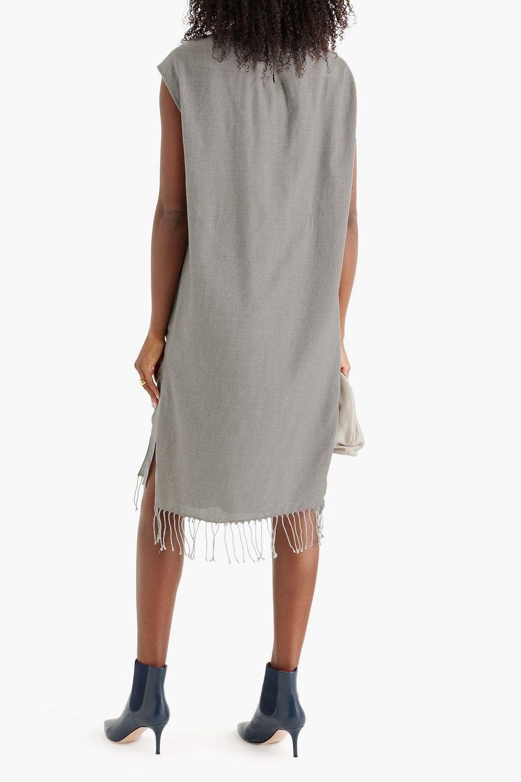 BRUNELLO CUCINELLI Fringed mélange woven dress
