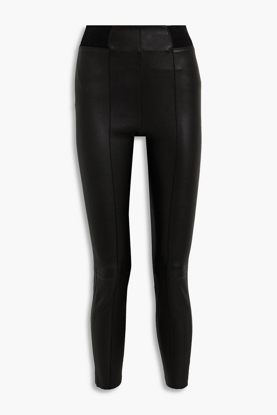 Brunello Cucinelli Cropped Leather Leggings In Black ModeSens