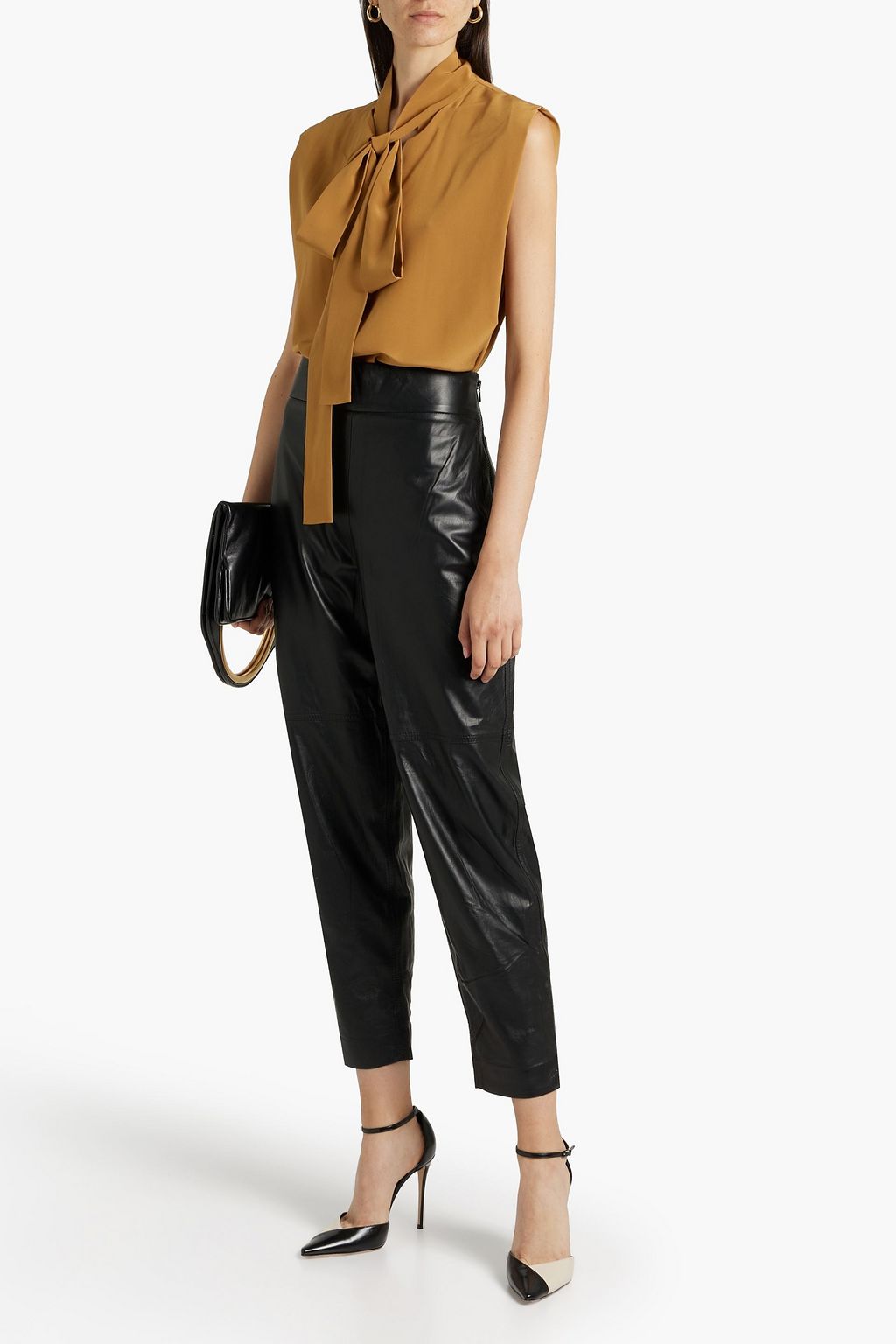 BRUNELLO CUCINELLI Leather tapered pants