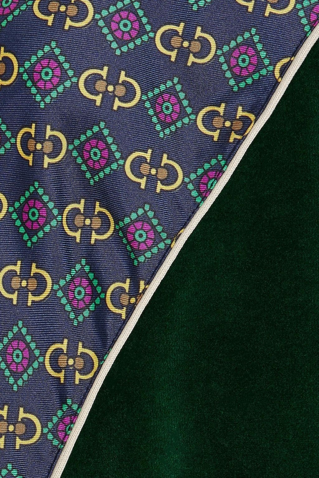 GUCCI Bedruckte Trainingsjacke aus Velours aus einer Baumwollmischung und glänzendem Twill