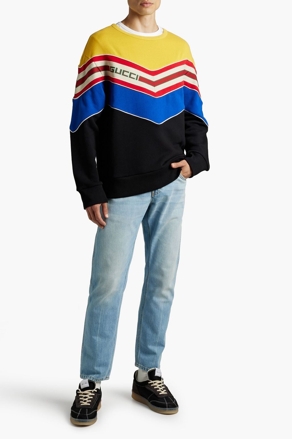 GUCCI Sweatshirt aus Baumwollfrottee mit Streifen