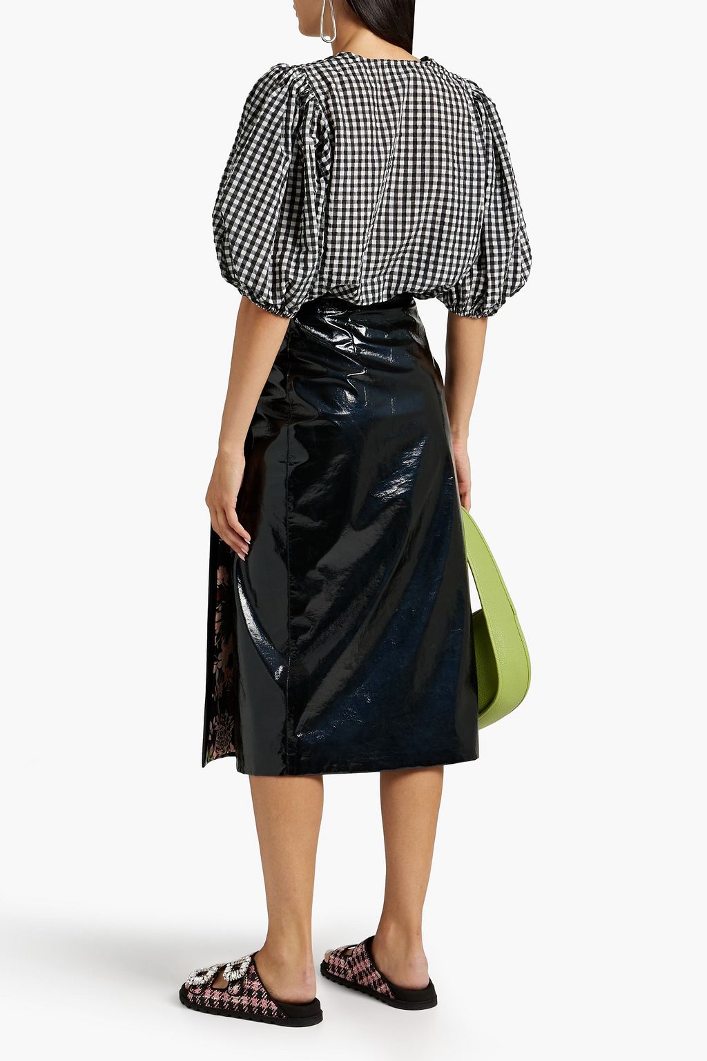GANNI Gingham seersucker top