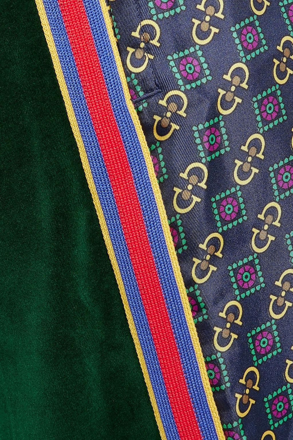 GUCCI Bedruckte Sporthose aus Velours aus einer Baumwollmischung und glänzendem Twill