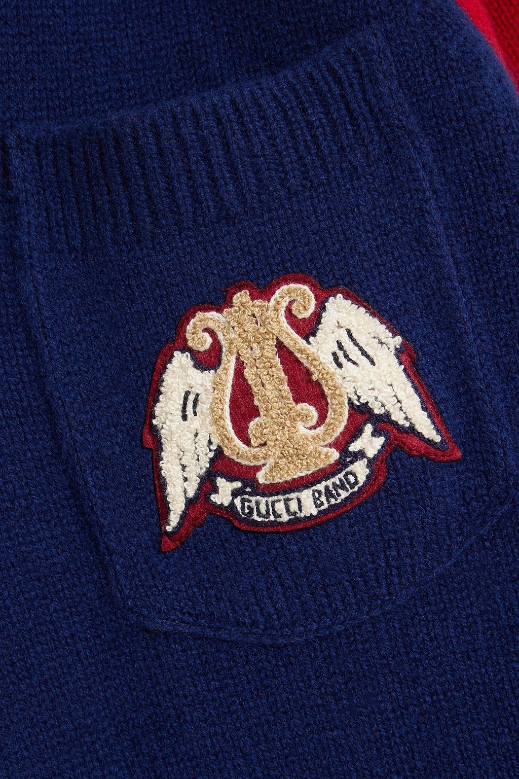 GUCCI Appliquéd color-block wool sweater