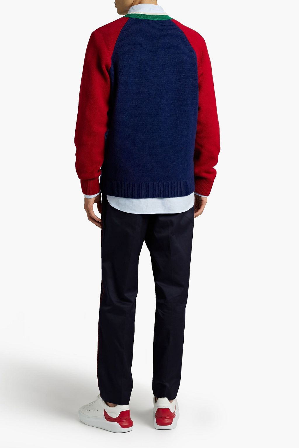 GUCCI Appliquéd color-block wool sweater