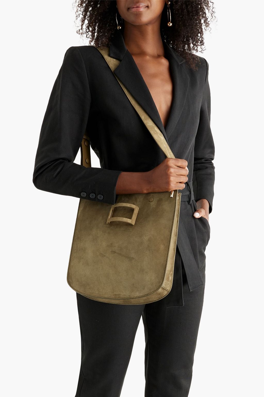 ROGER VIVIER Viv buckle-embellished suede shoulder bag