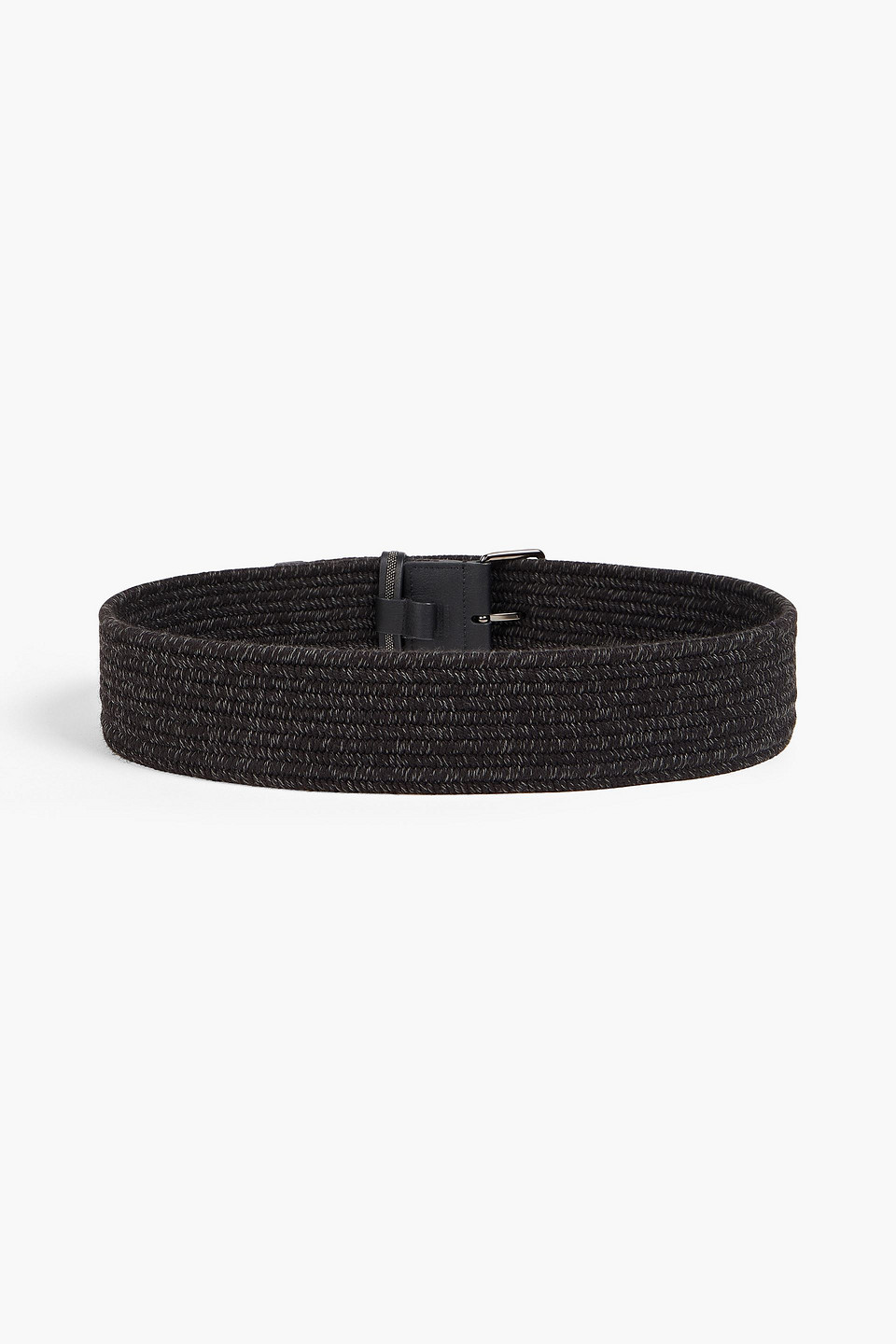 Brunello Cucinelli Bead-embellished Marled Woven Belt In Black