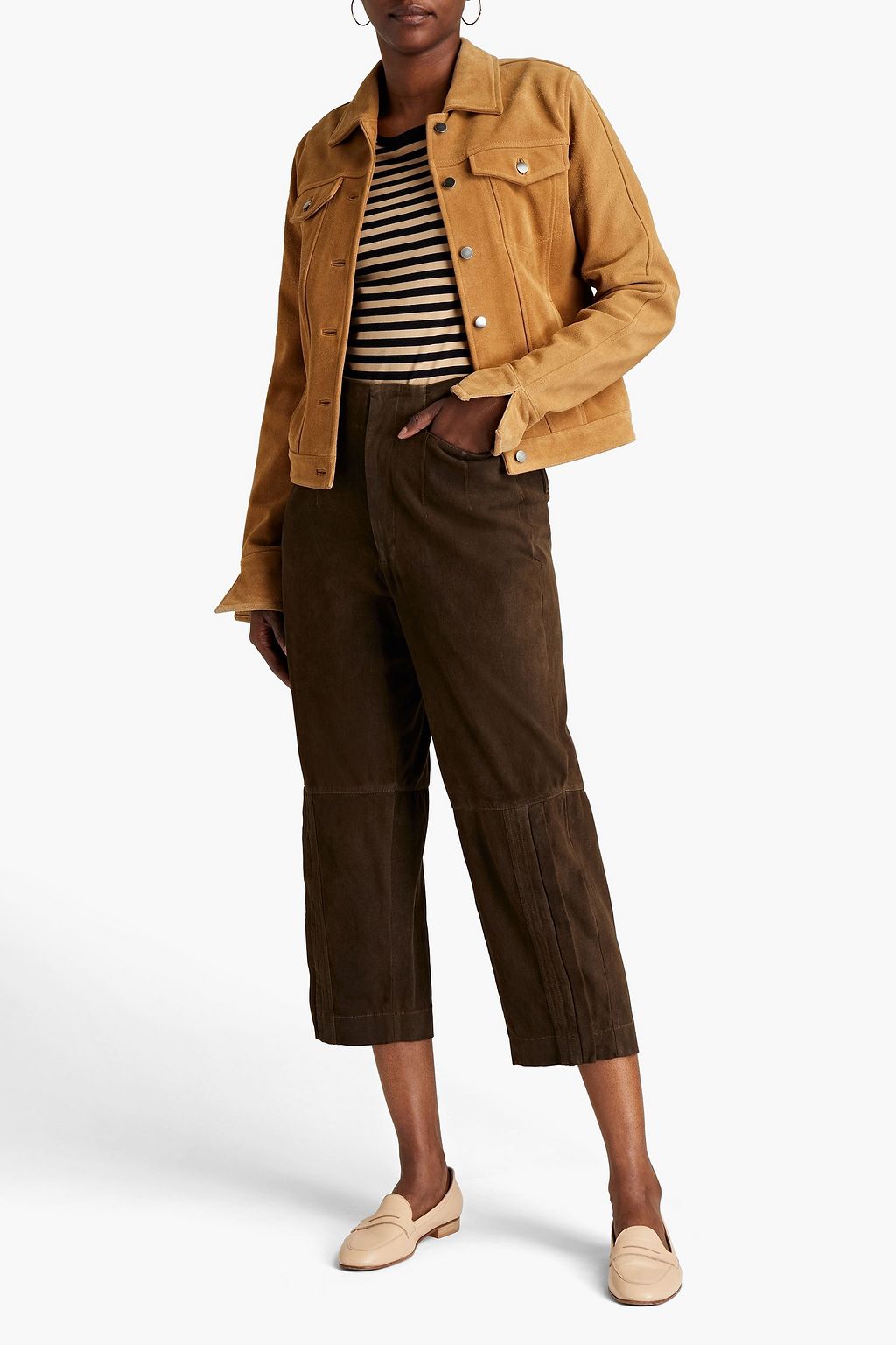 GENTRYPORTOFINO Cropped suede pants