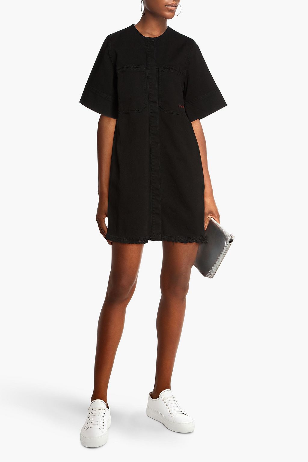 VICTORIA, VICTORIA BECKHAM デニム ミニシャツワンピース ほつれ加工