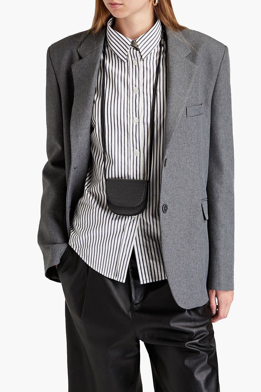 BRUNELLO CUCINELLI Schultertasche aus Leder mit Zierperlen