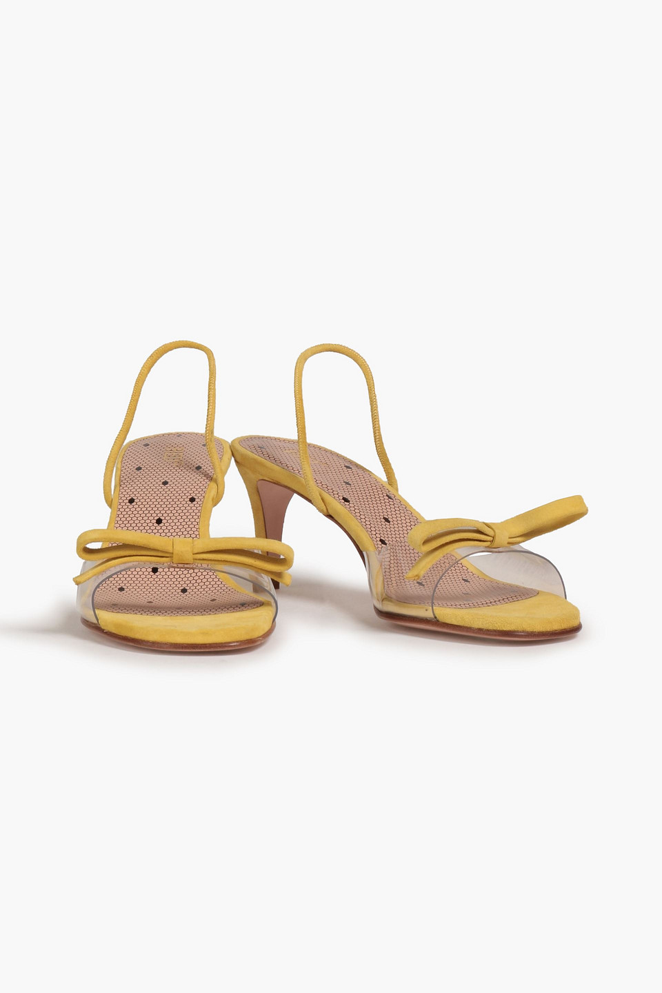 Redv Bow-embellished Suede And Pvc Slingback Sandals In Yellow