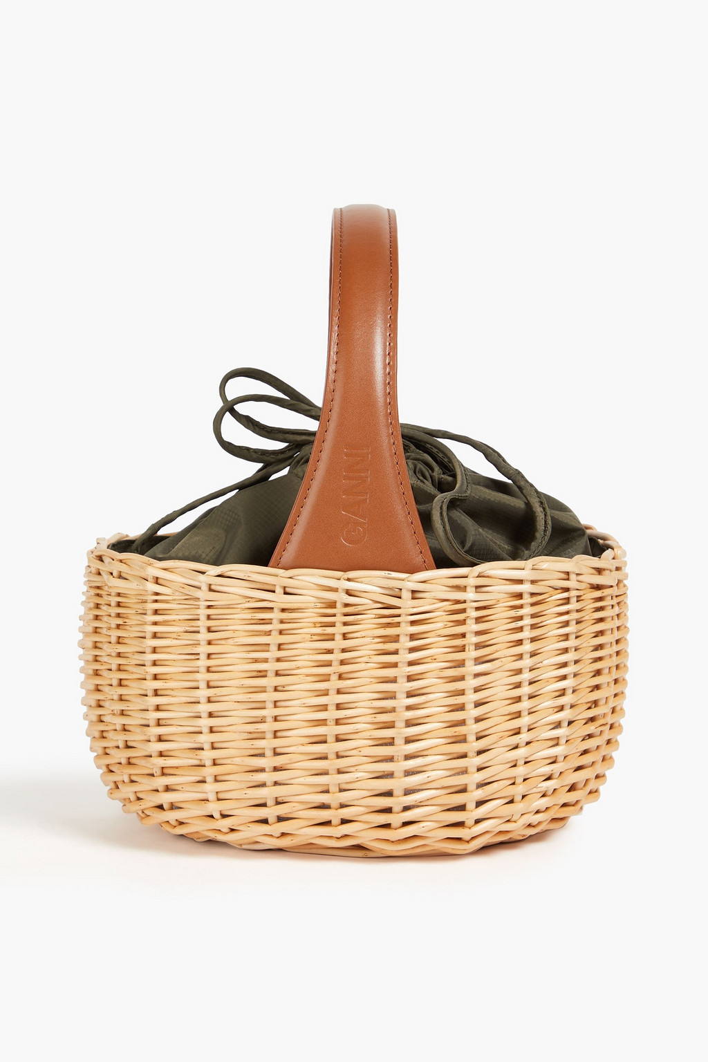GANNI
Leather-trimmed shell and wicker bucket bag