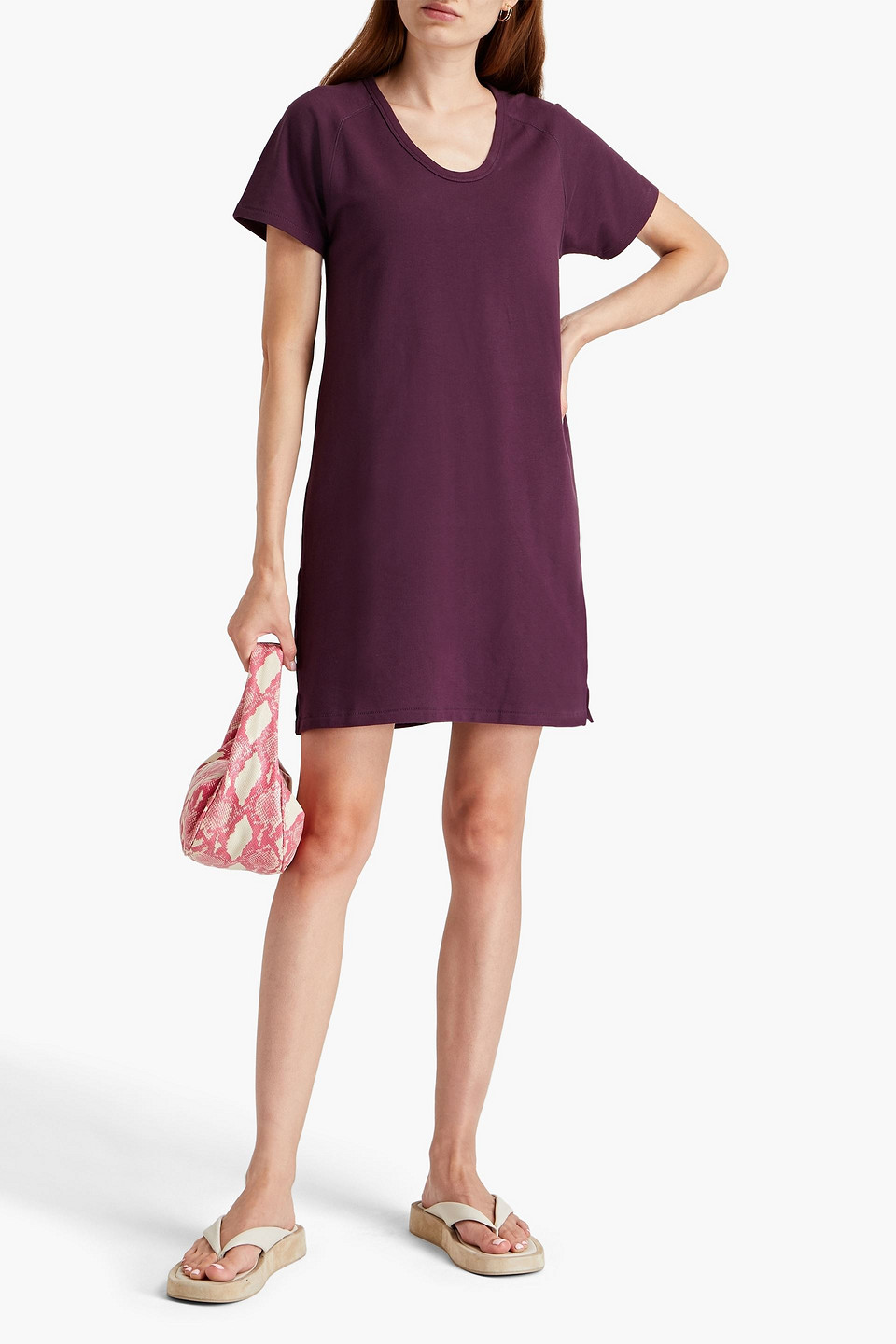 Rag & Bone French Cotton-blend Terry Mini Dress In Purple