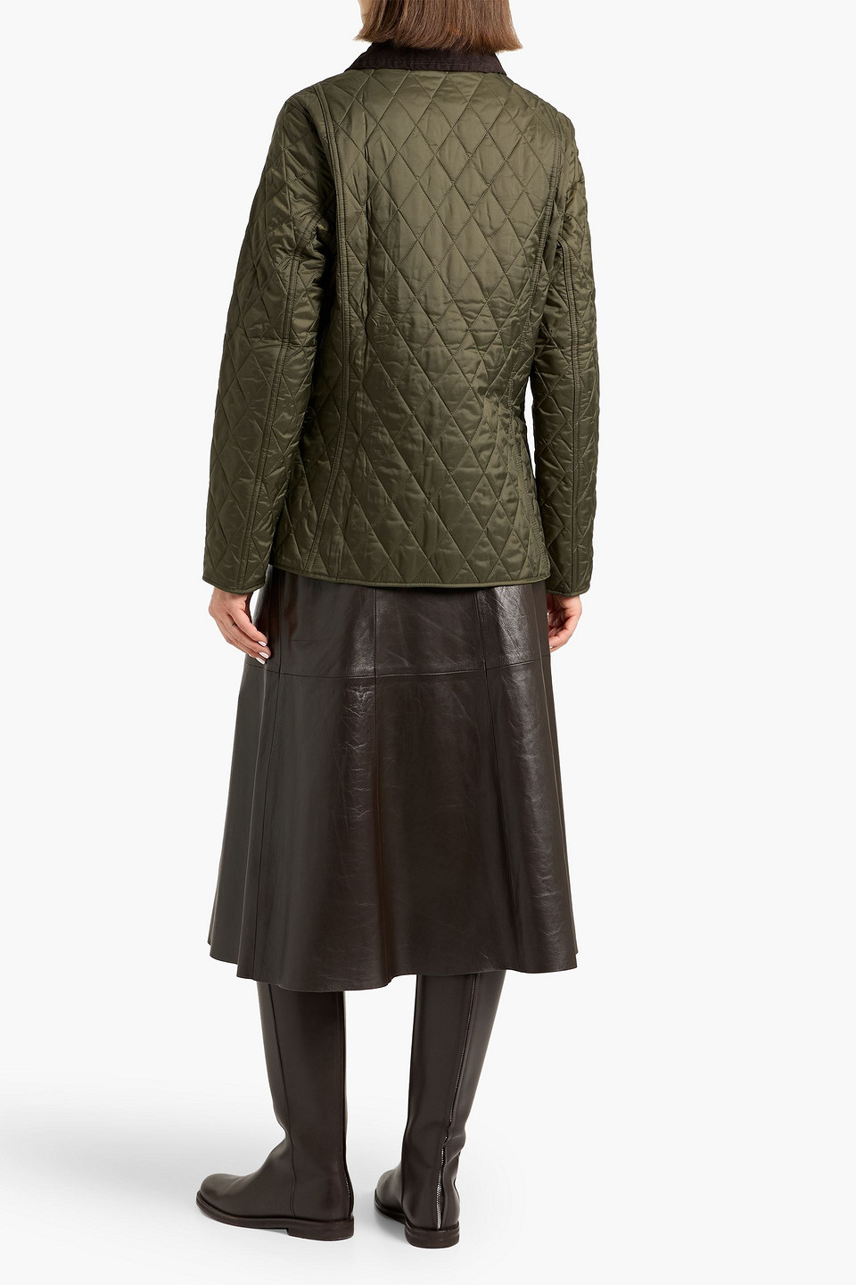 Barbour Annandale Corduroy-trimmed Quilted Shell Jacket In Green
