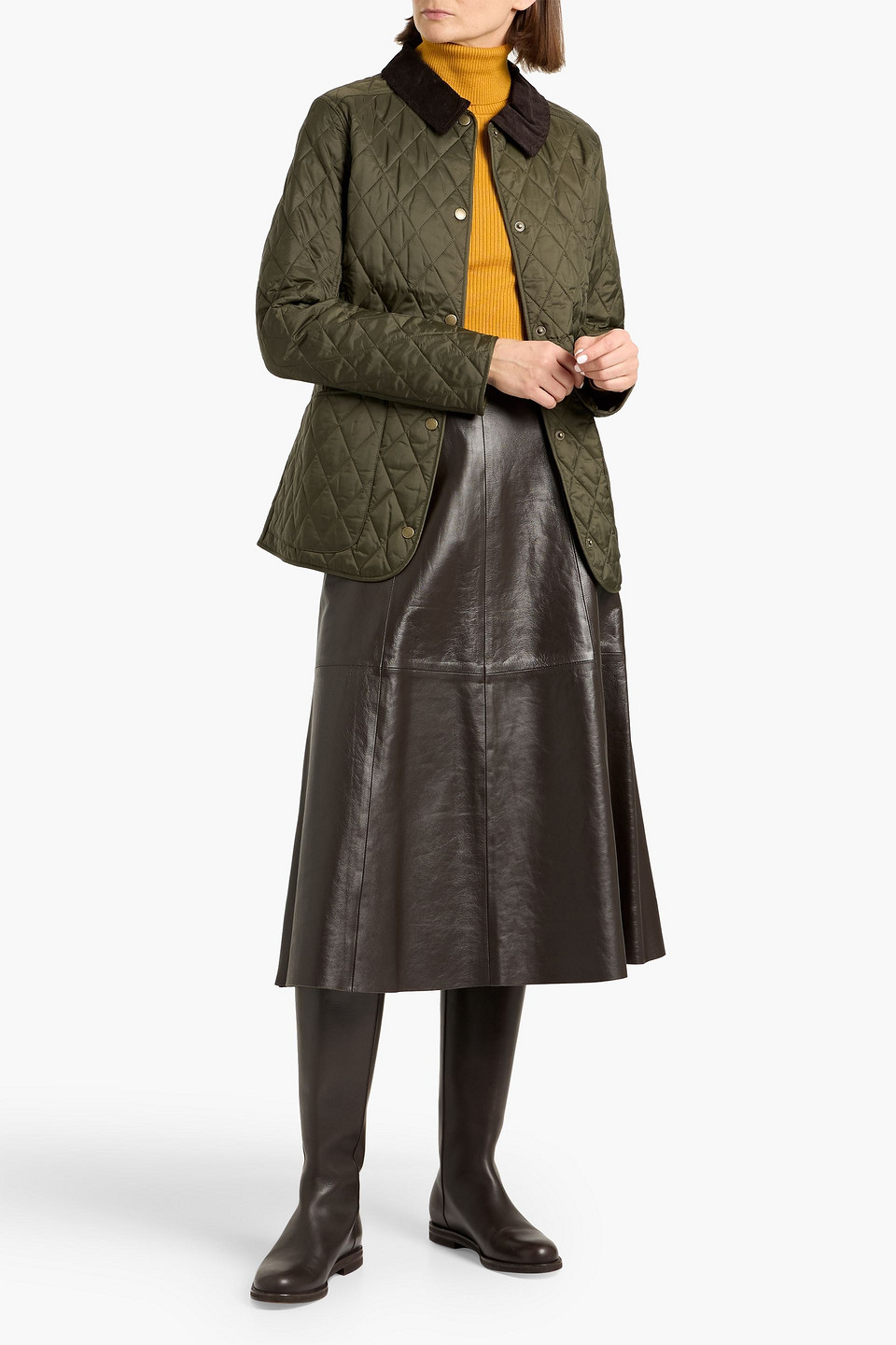 Barbour Annandale Corduroy-trimmed Quilted Shell Jacket In Green