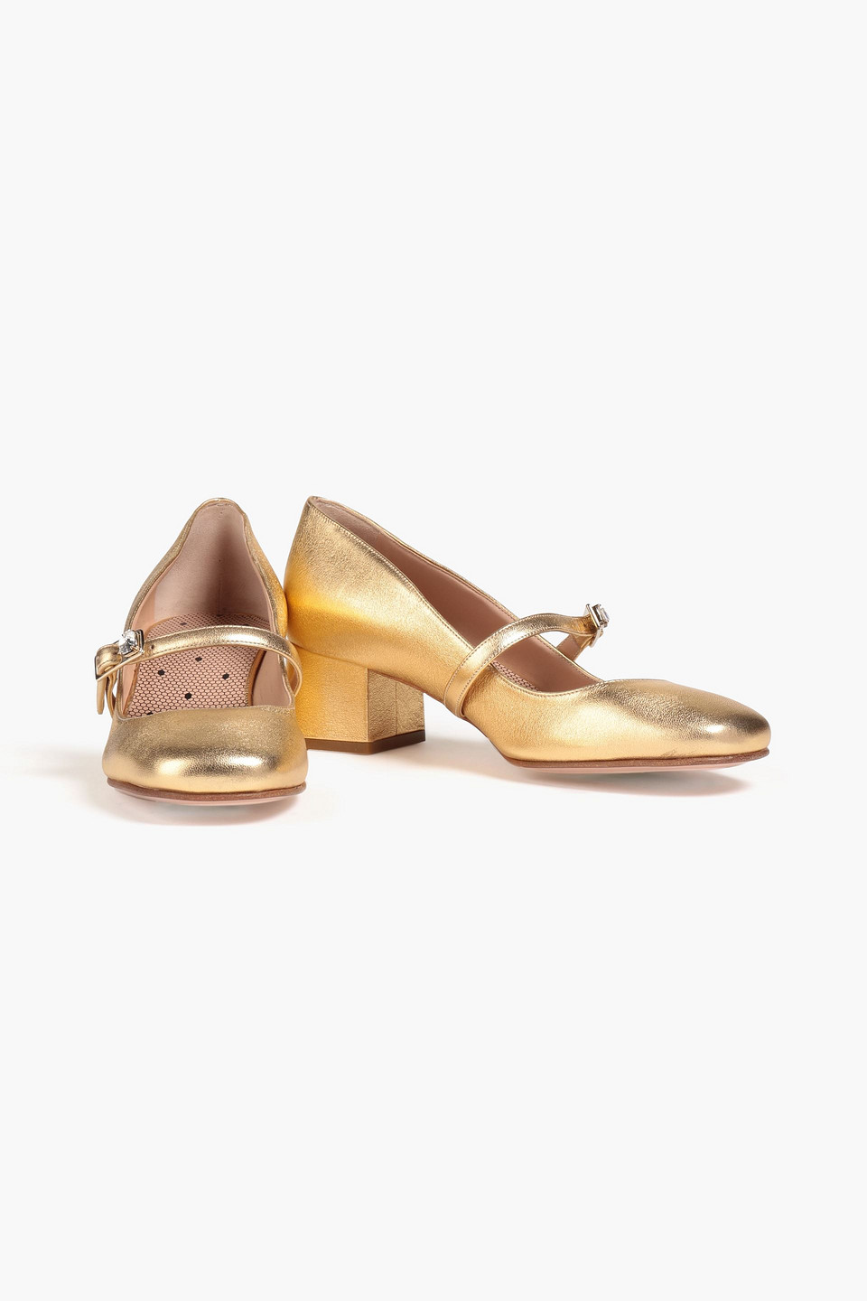 Redv Metallic Leather Mary Jane Pumps In Gold