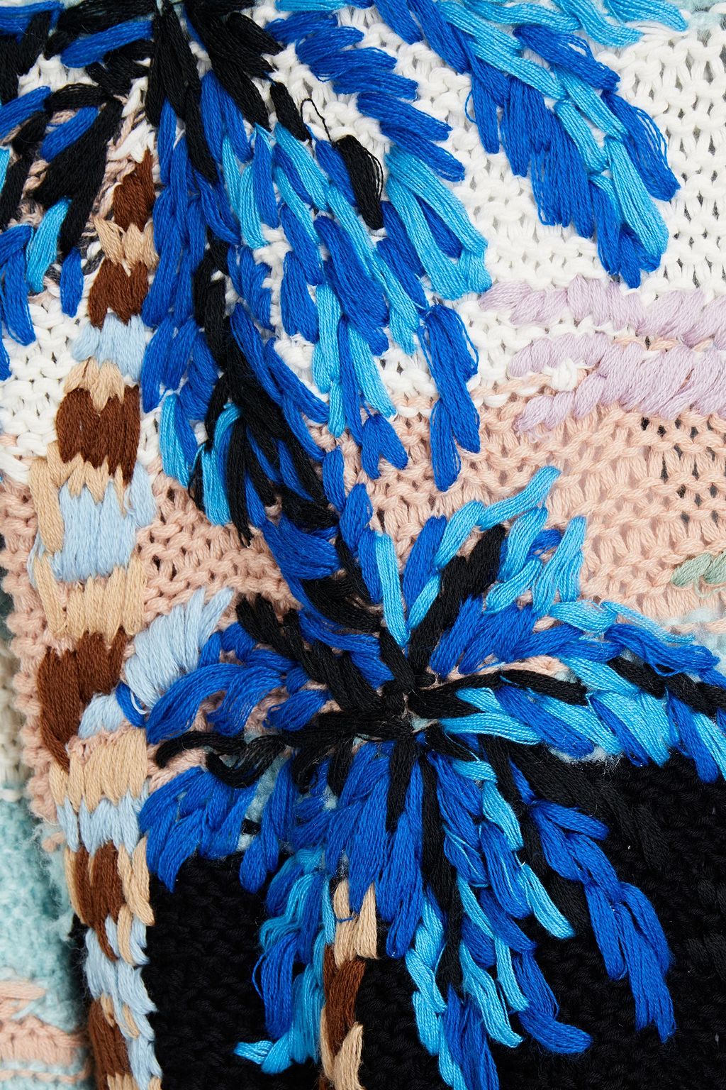 VALENTINO Embroidered intarsia cotton, cashmere and silk-blend sweater