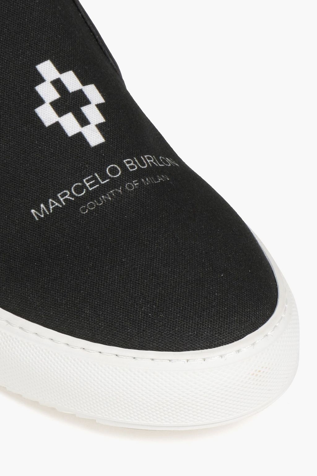 MARCELO BURLON Leather-trimmed printed canvas slip-on sneakers