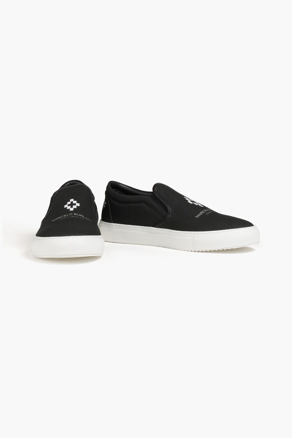 MARCELO BURLON Leather-trimmed printed canvas slip-on sneakers