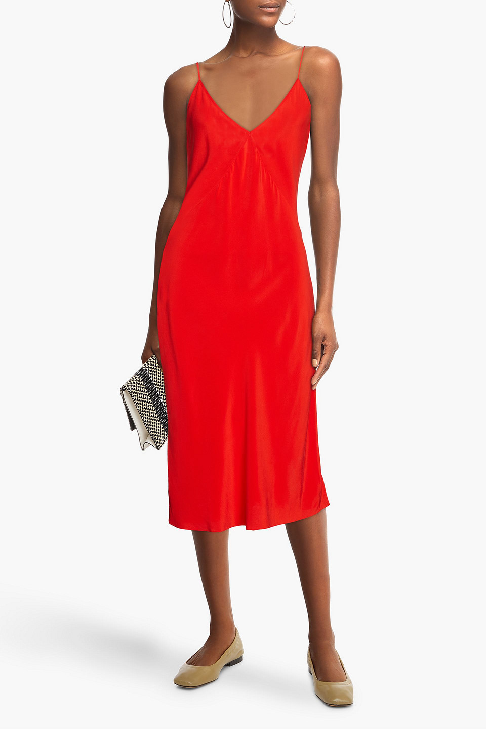 equipment silk slip dress Equipment Farren Silk Slip Dress In Fiery Red