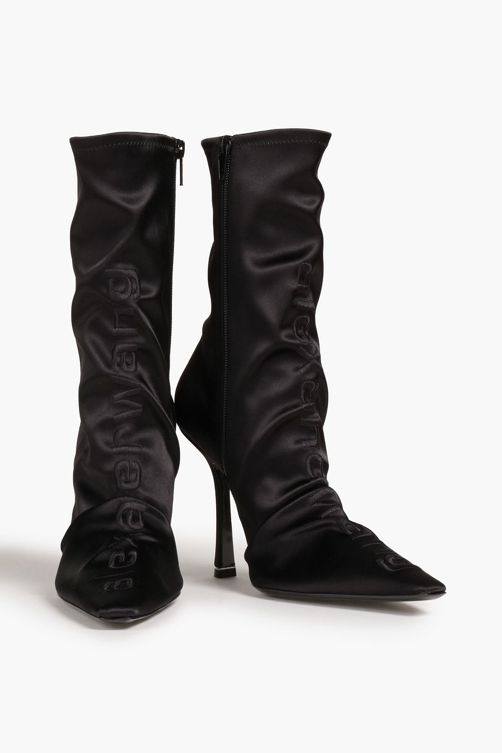 ALEXANDER WANG Logo-embroidered satin ankle boots