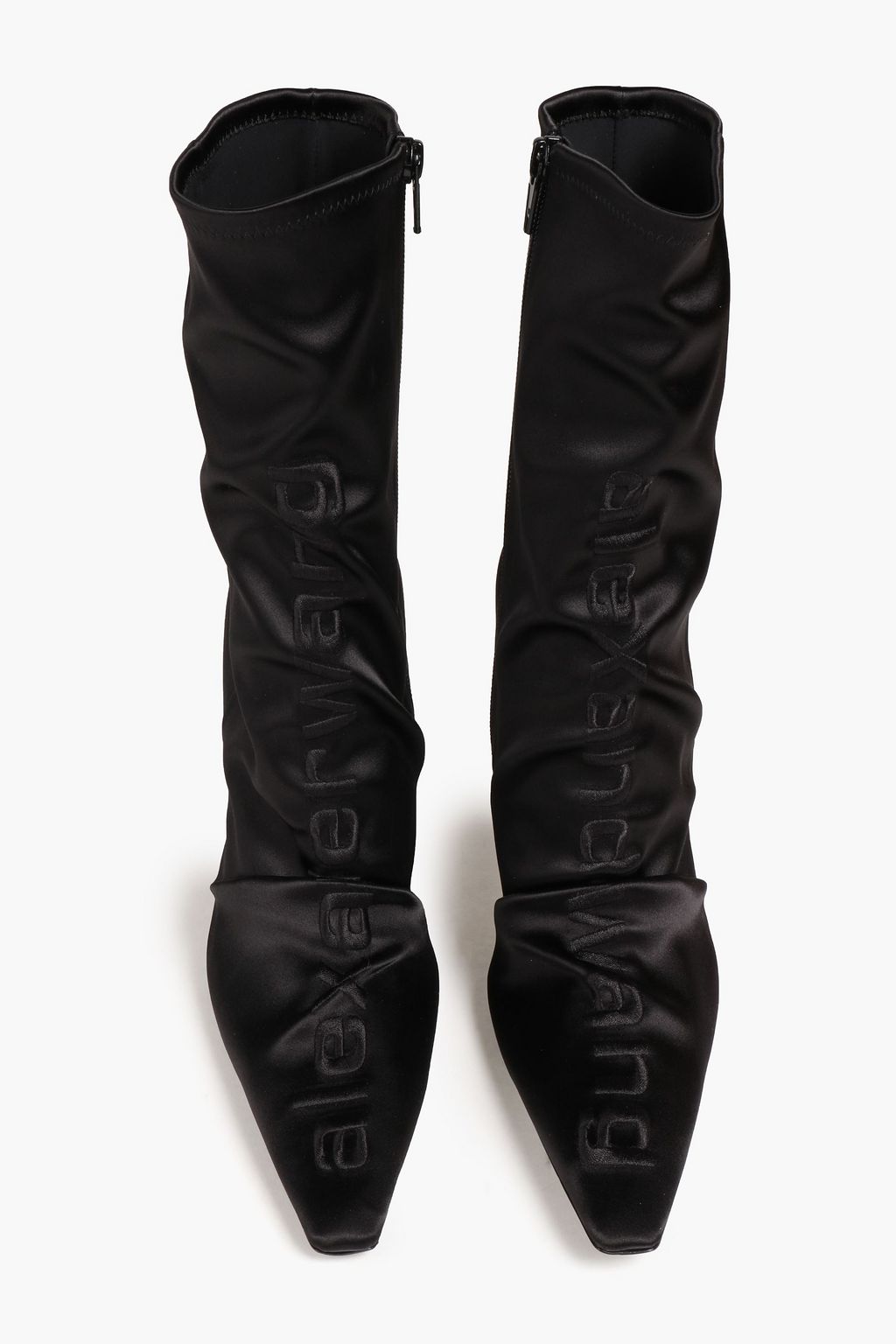 ALEXANDER WANG Logo-embroidered satin ankle boots